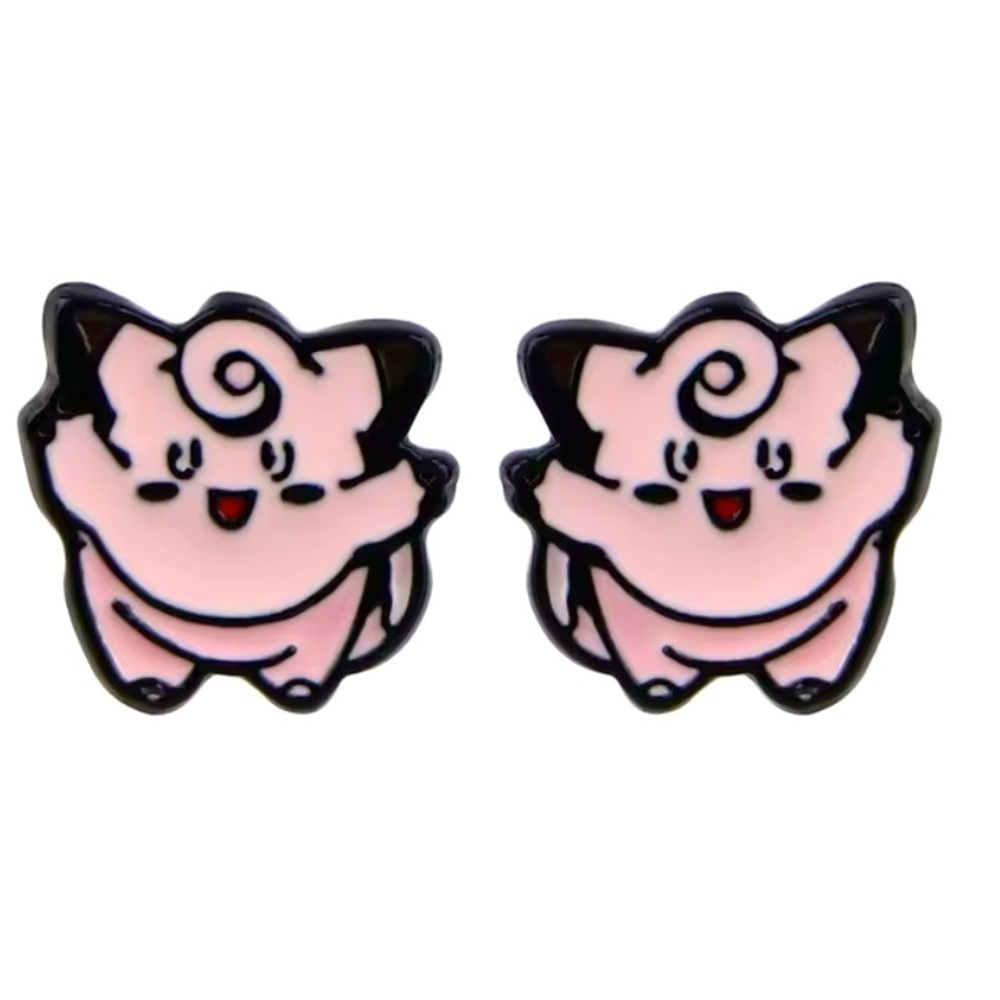 3 For $35 Pokemon Clefairy Stainless Steel Enameled Stud Character Earrings